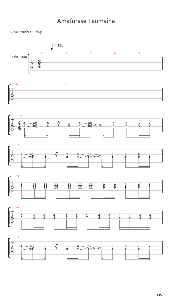 Amafurase Tanmaina吉他谱