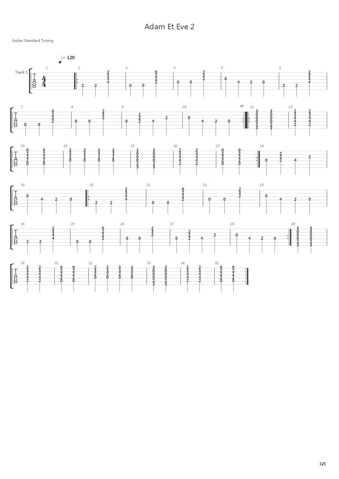 Adam Et Eve吉他谱