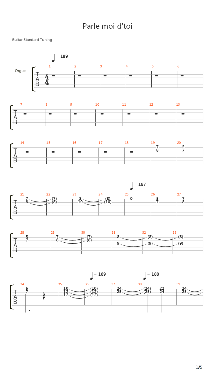 Parle Moi Dtoi吉他谱