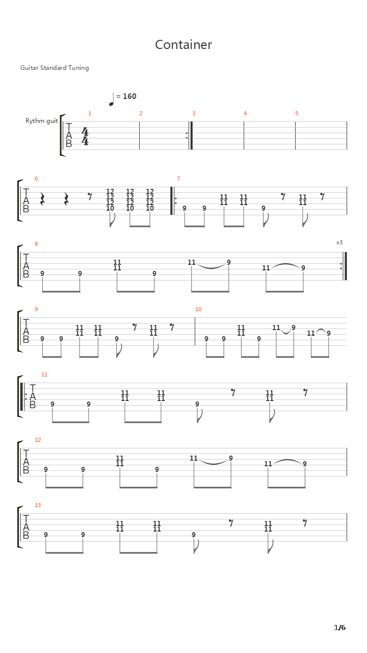 Container吉他谱