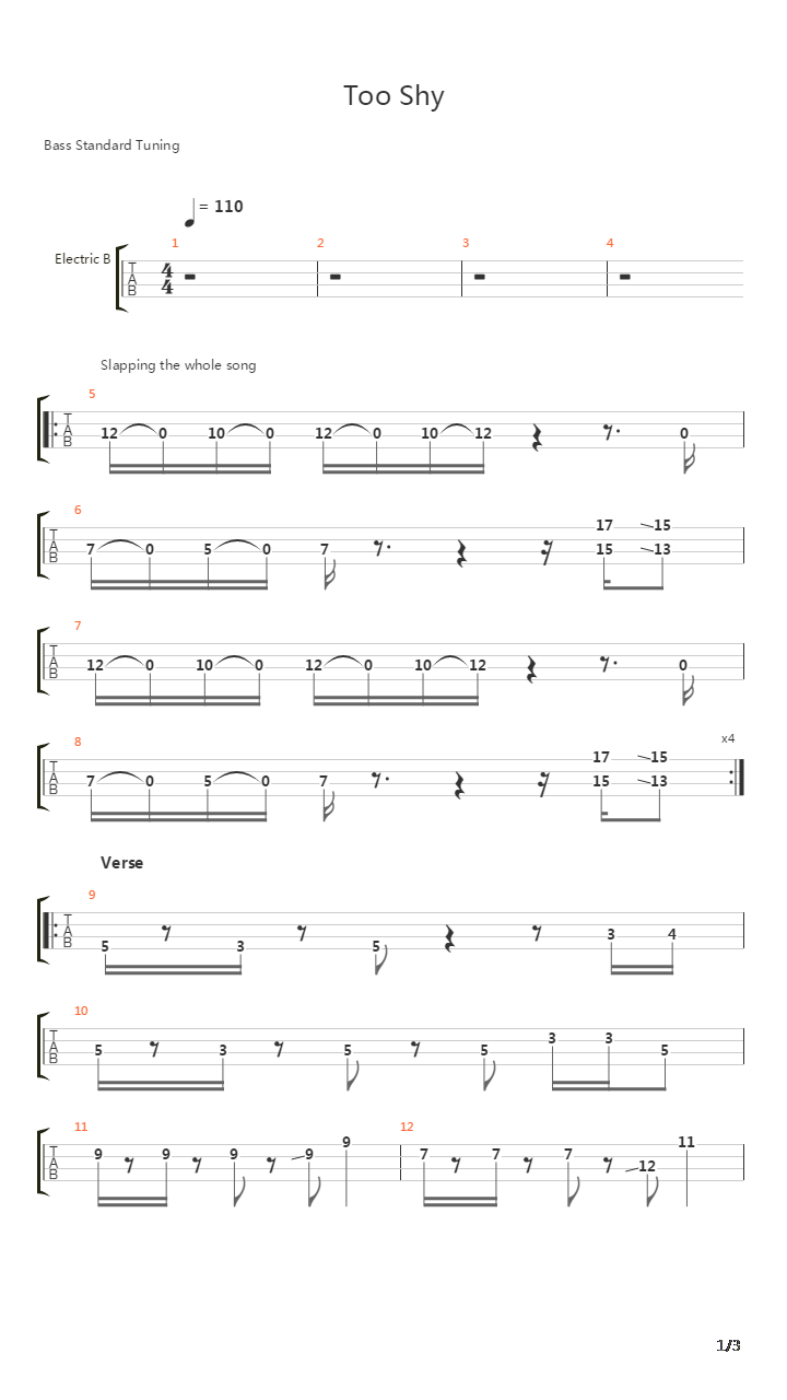 Too Shy吉他谱