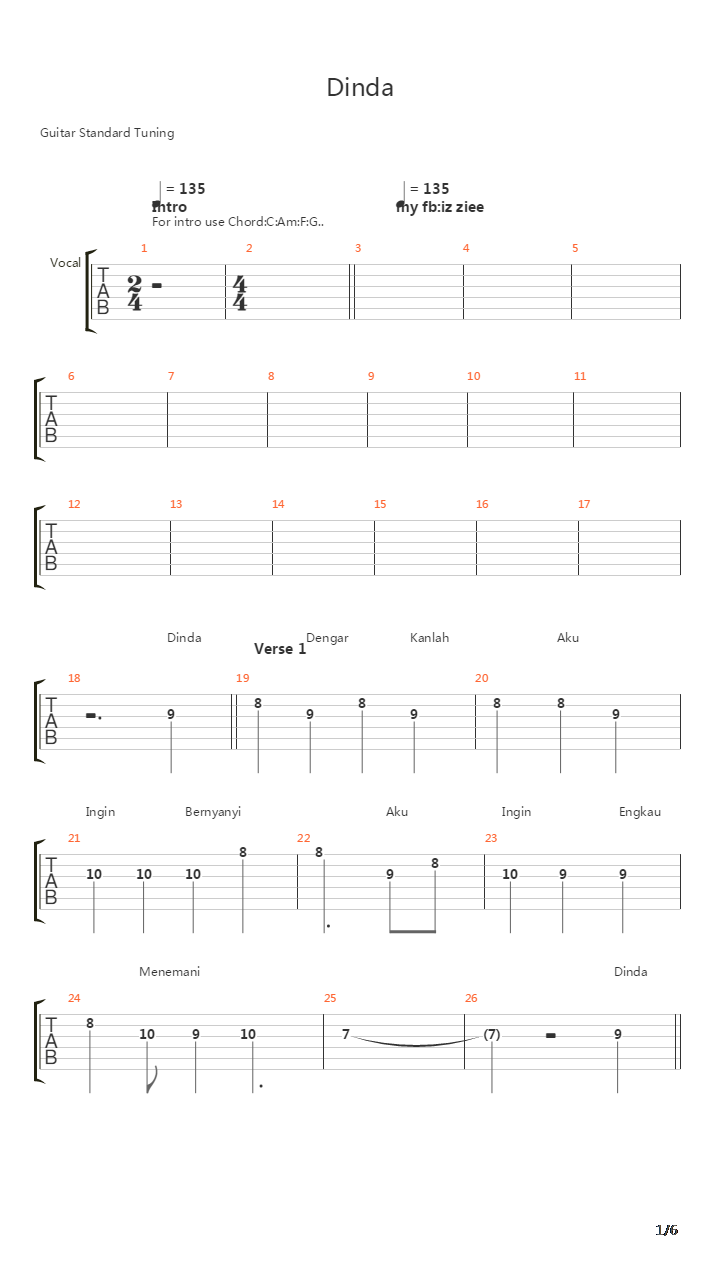 Dinda吉他谱