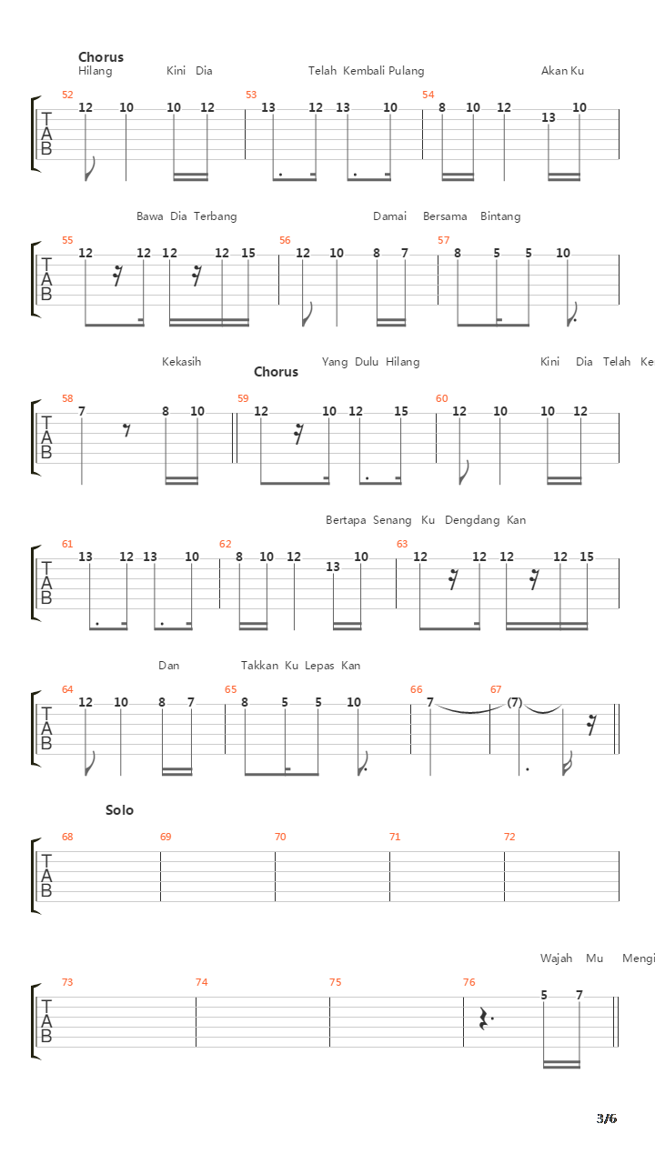 Kembali Pulang吉他谱