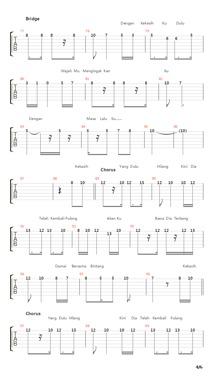 Kembali Pulang吉他谱