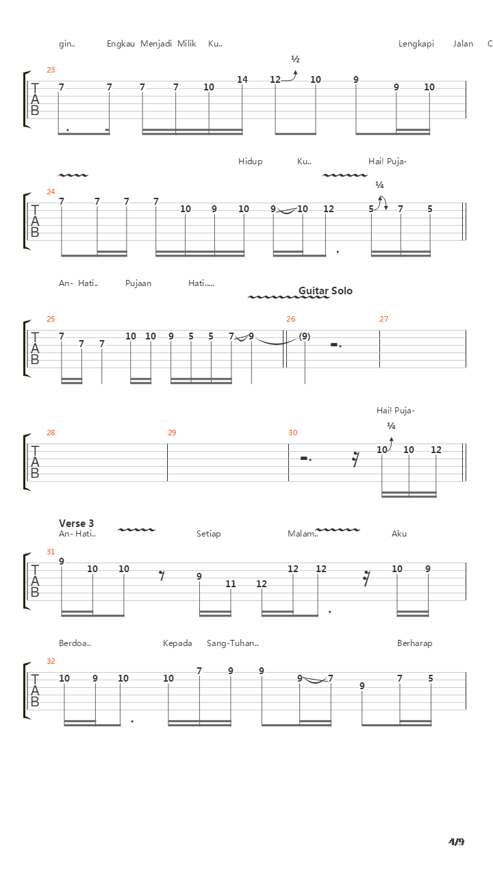 Pujaan Hati吉他谱