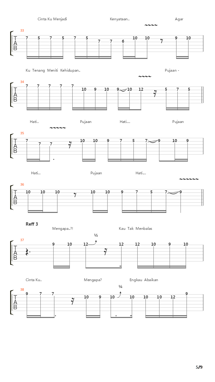 Pujaan Hati吉他谱