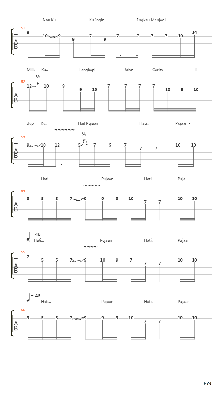 Pujaan Hati吉他谱