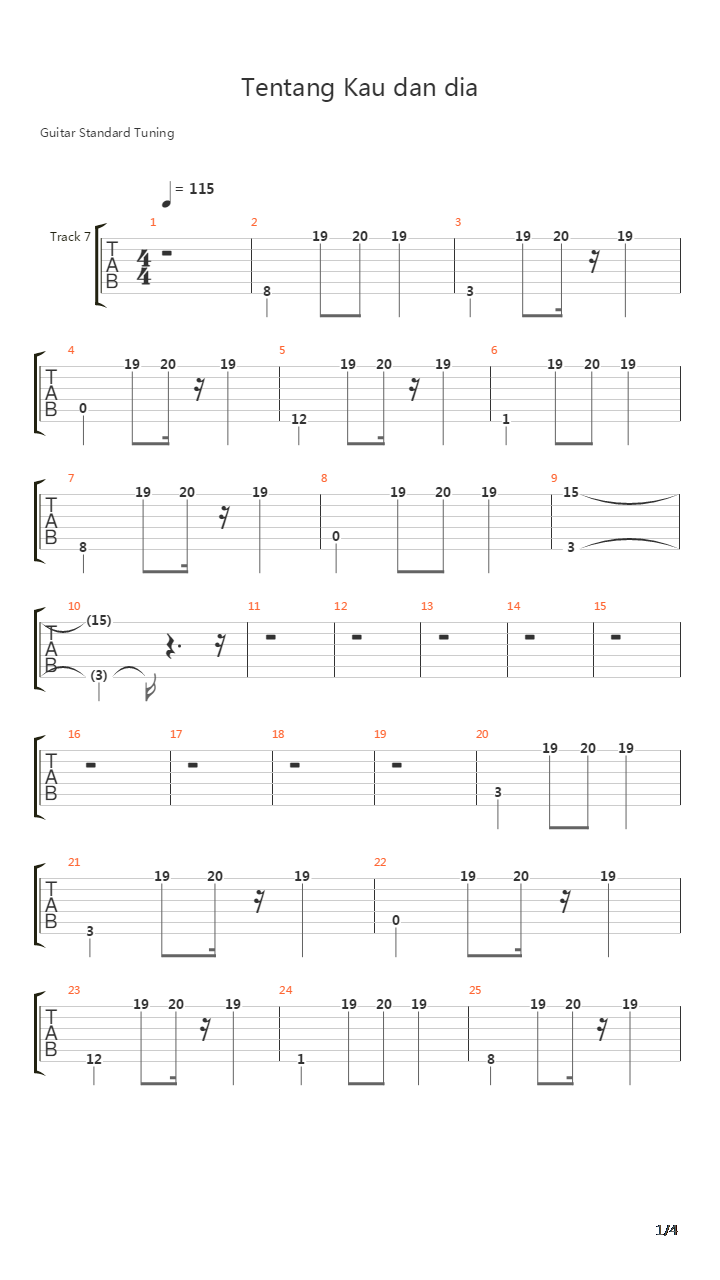 Tentang Aku Kau Dan Dia Usai Sudah吉他谱