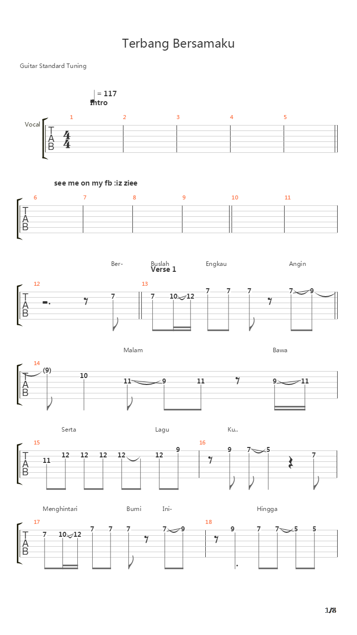 Terbang Bersamamu吉他谱