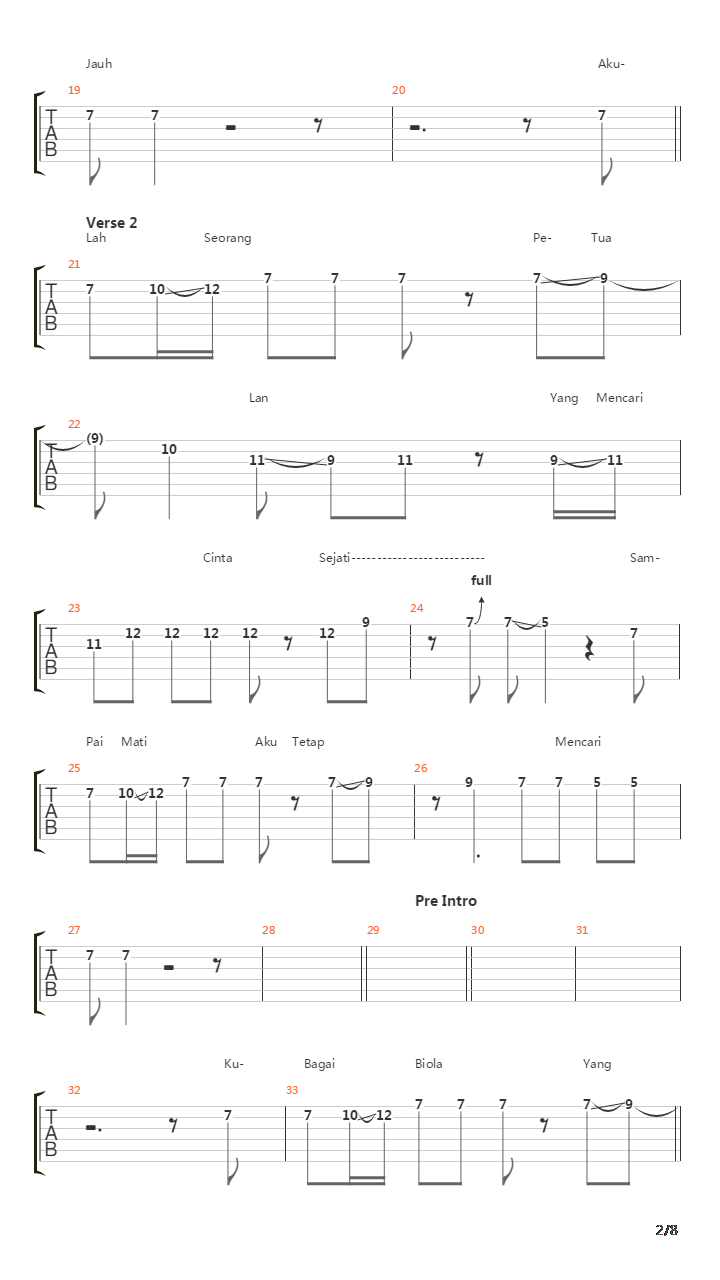 Terbang Bersamamu吉他谱