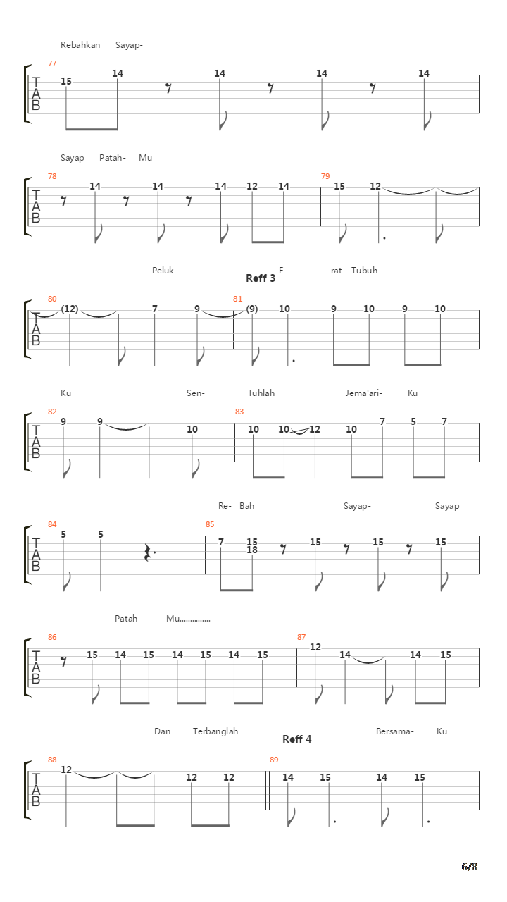 Terbang Bersamamu吉他谱