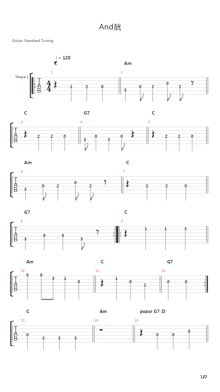 Andel吉他谱