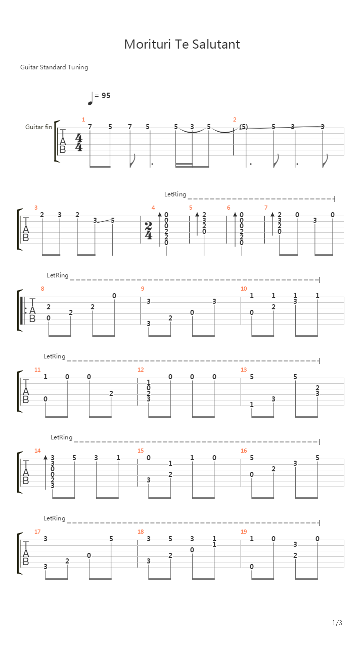Morituri Te Salutant吉他谱