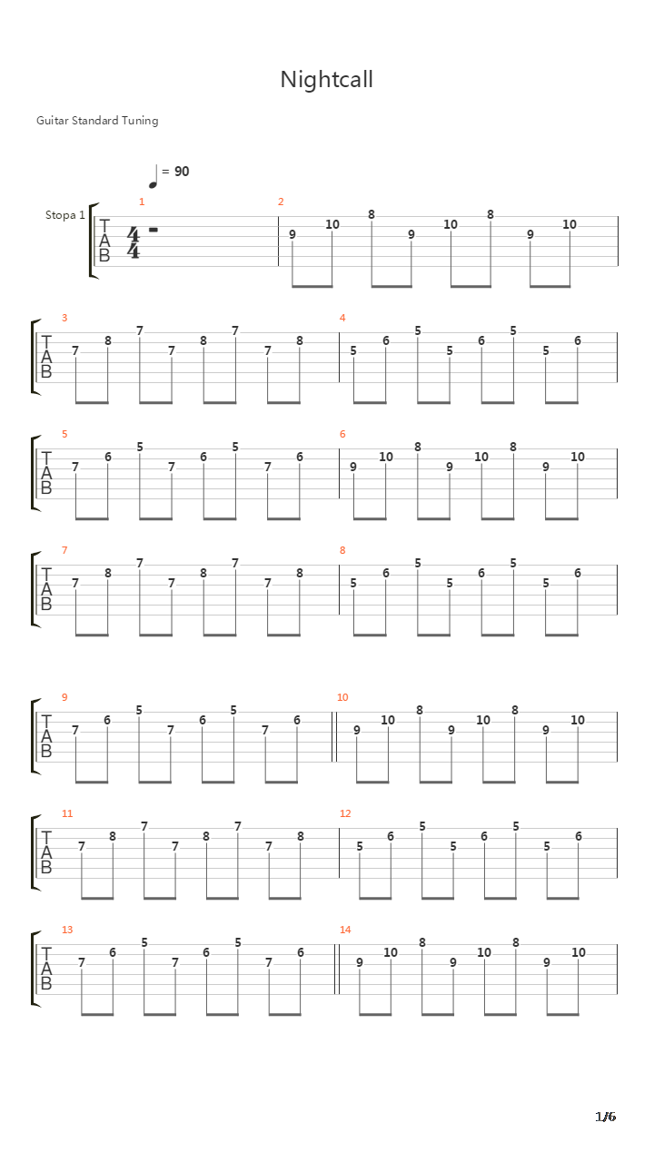 Nightcall吉他谱