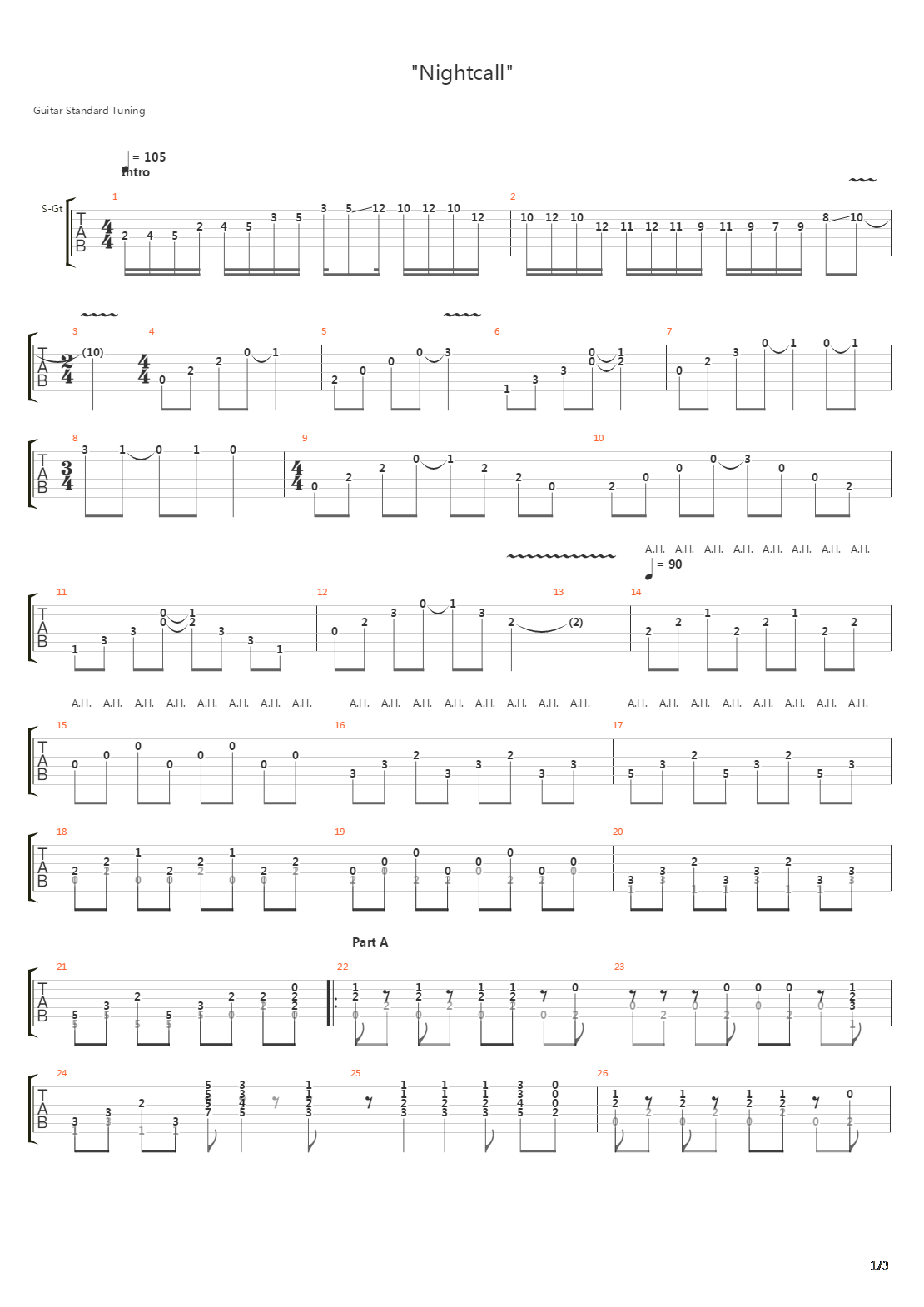 Nightcall吉他谱