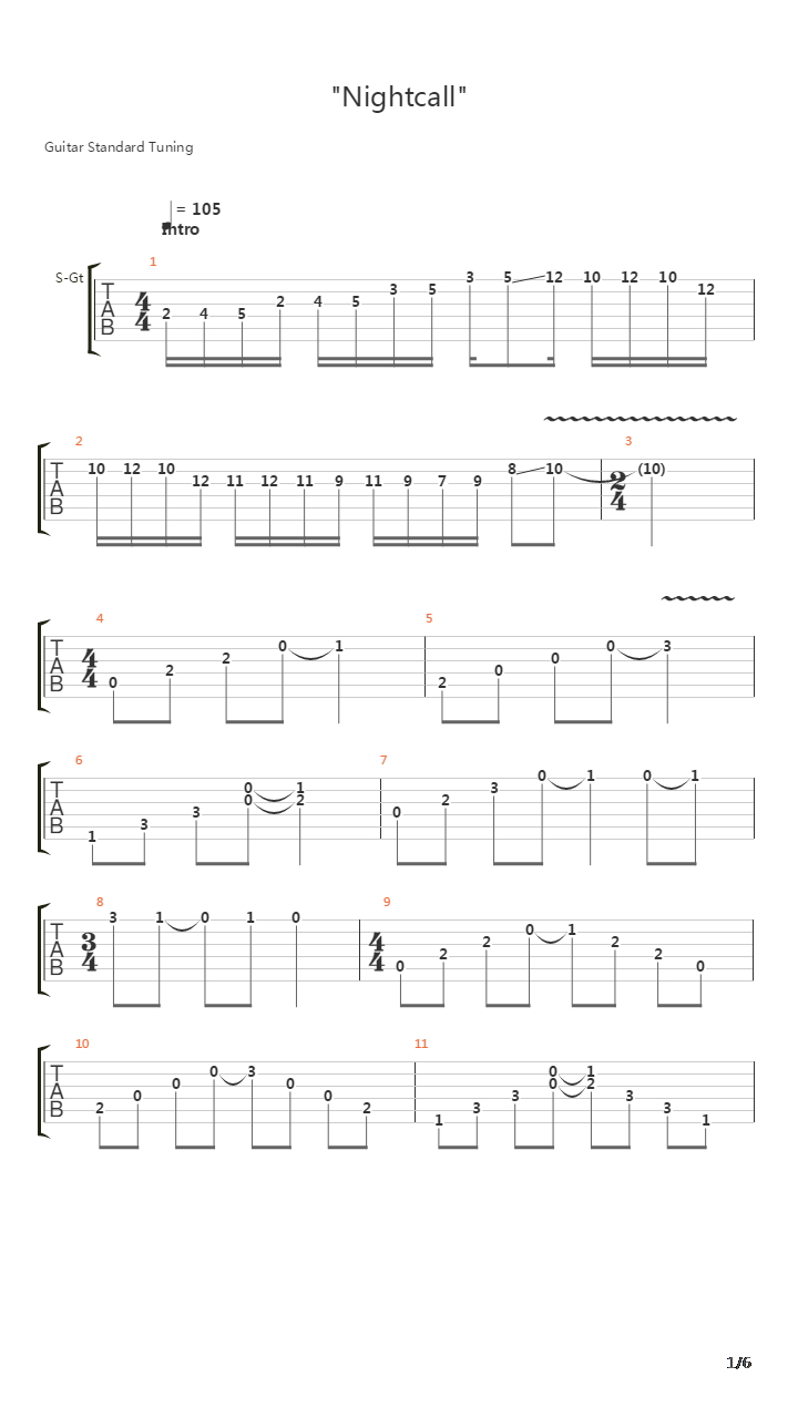 Nightcall吉他谱