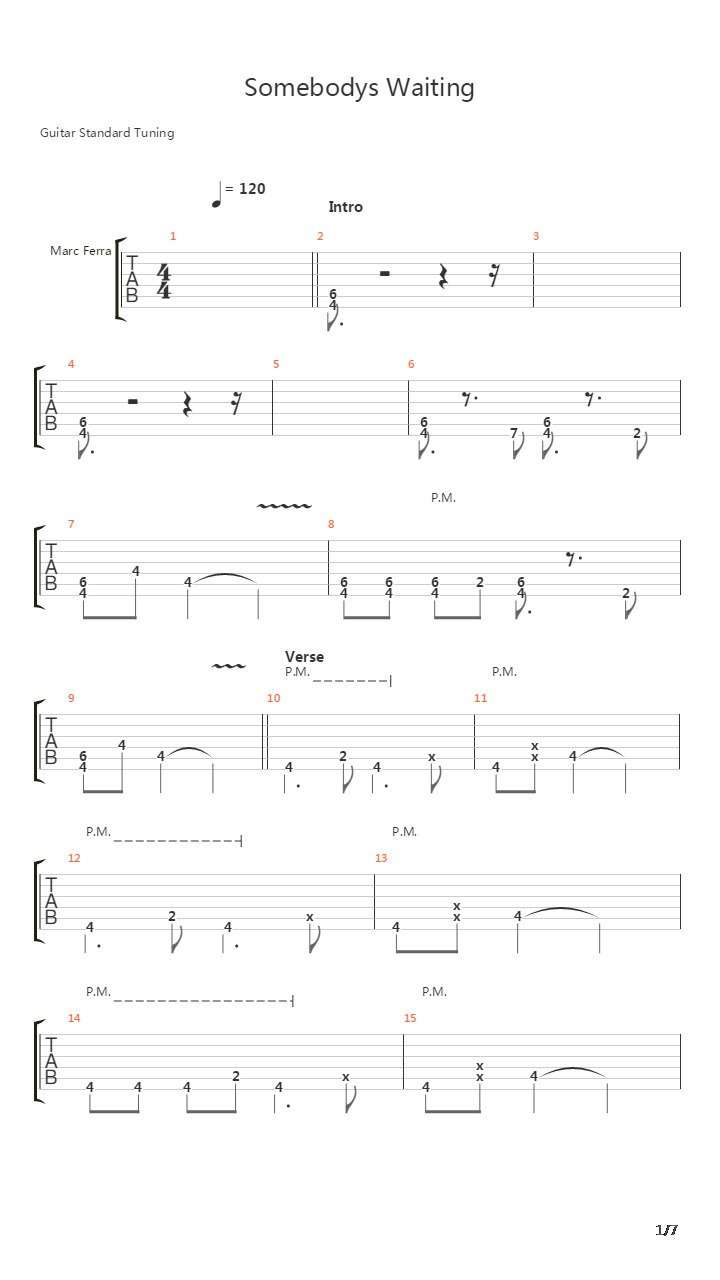 Somebodys Waiting吉他谱
