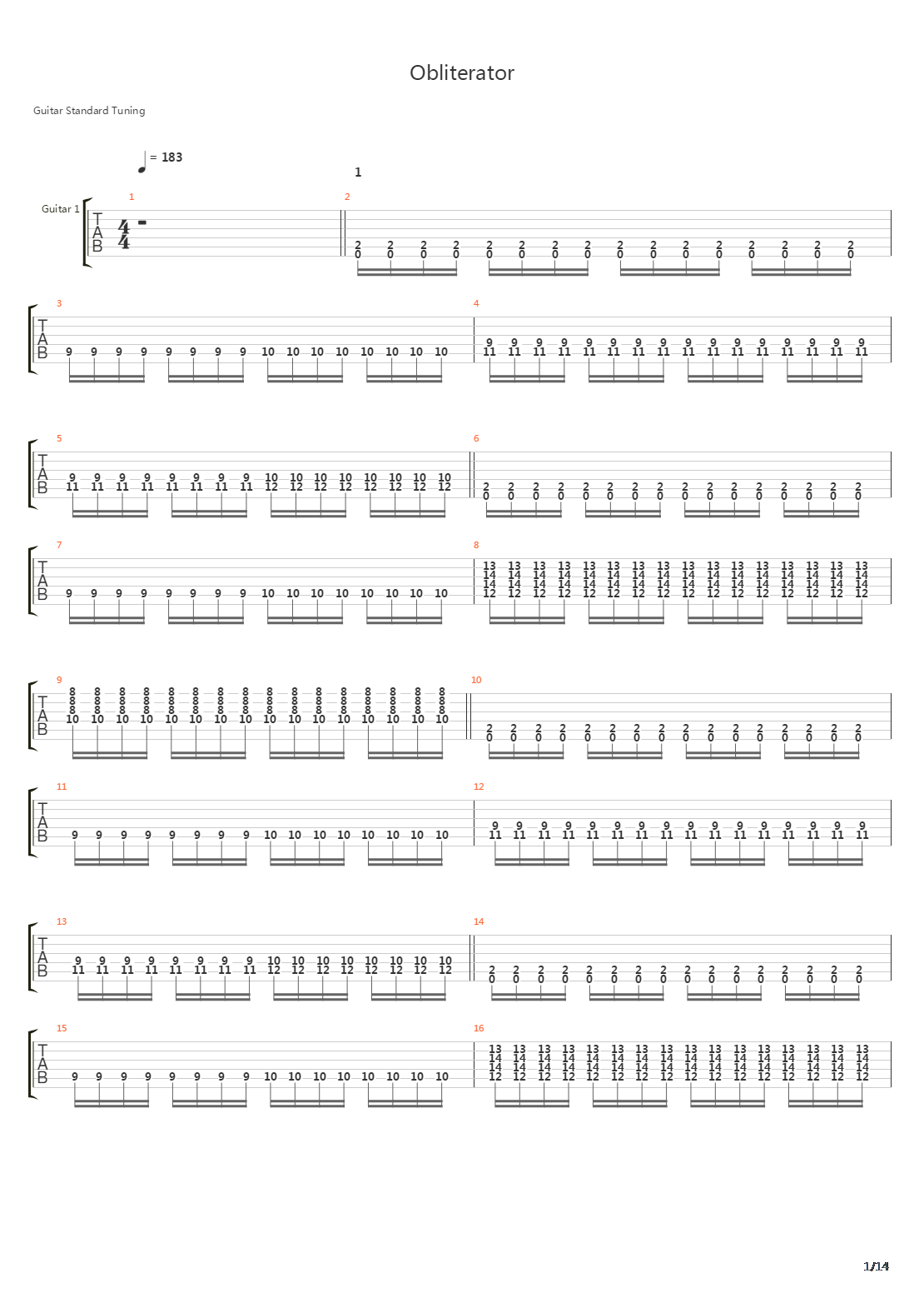 Obliterator吉他谱