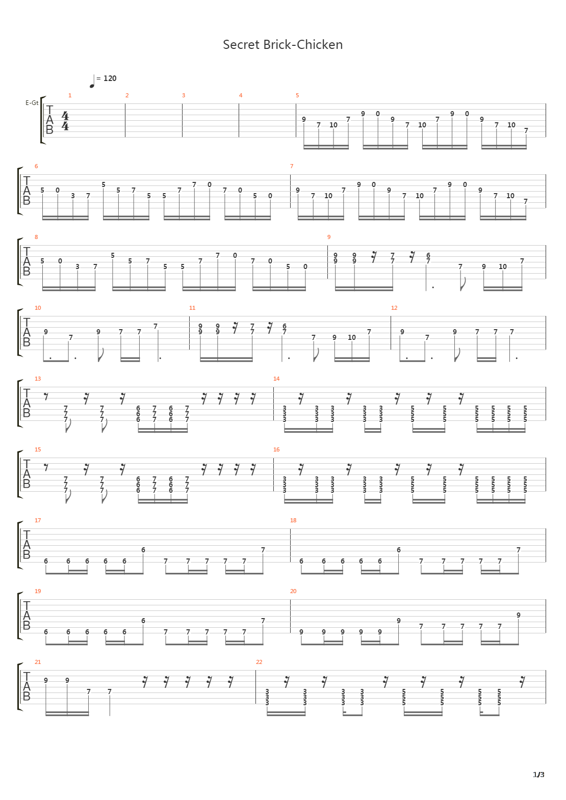 Secret Brick-Chicken吉他谱