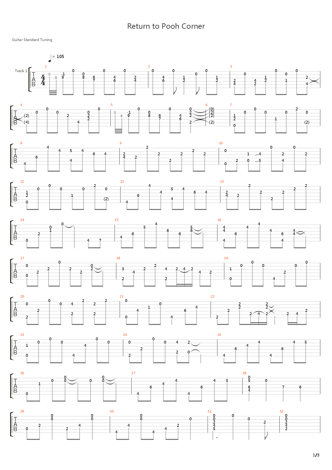 Return To Pooh Corner吉他谱