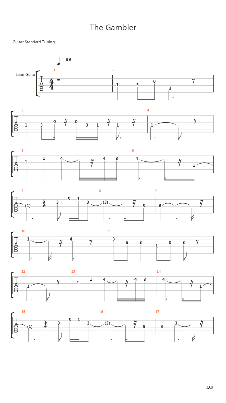 The Gambler吉他谱