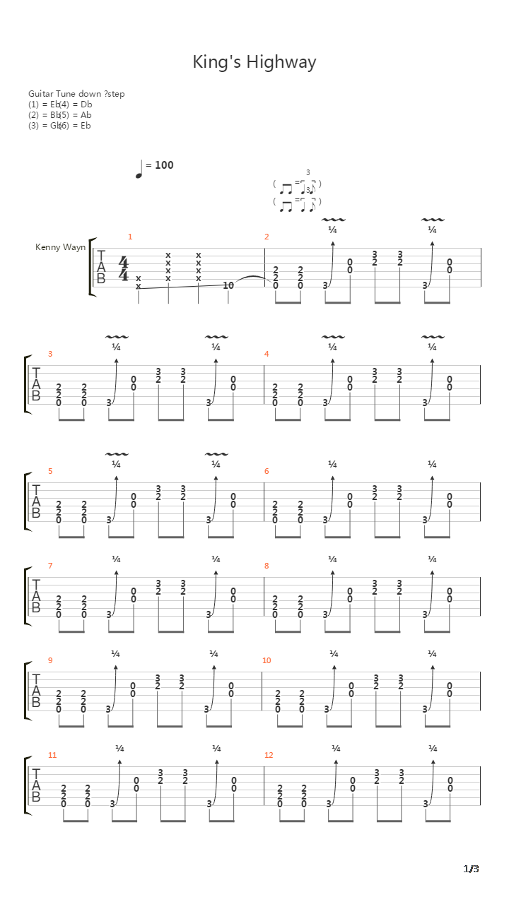 Kings Highway吉他谱