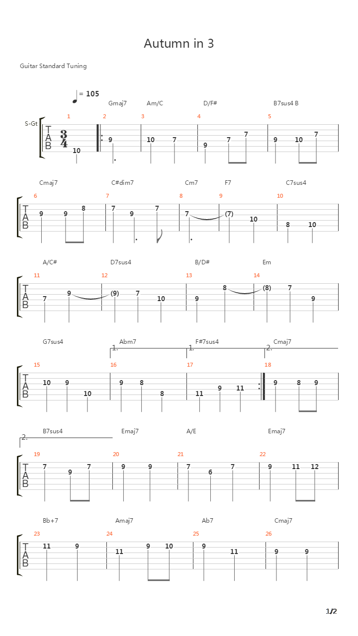Autumn In 3吉他谱