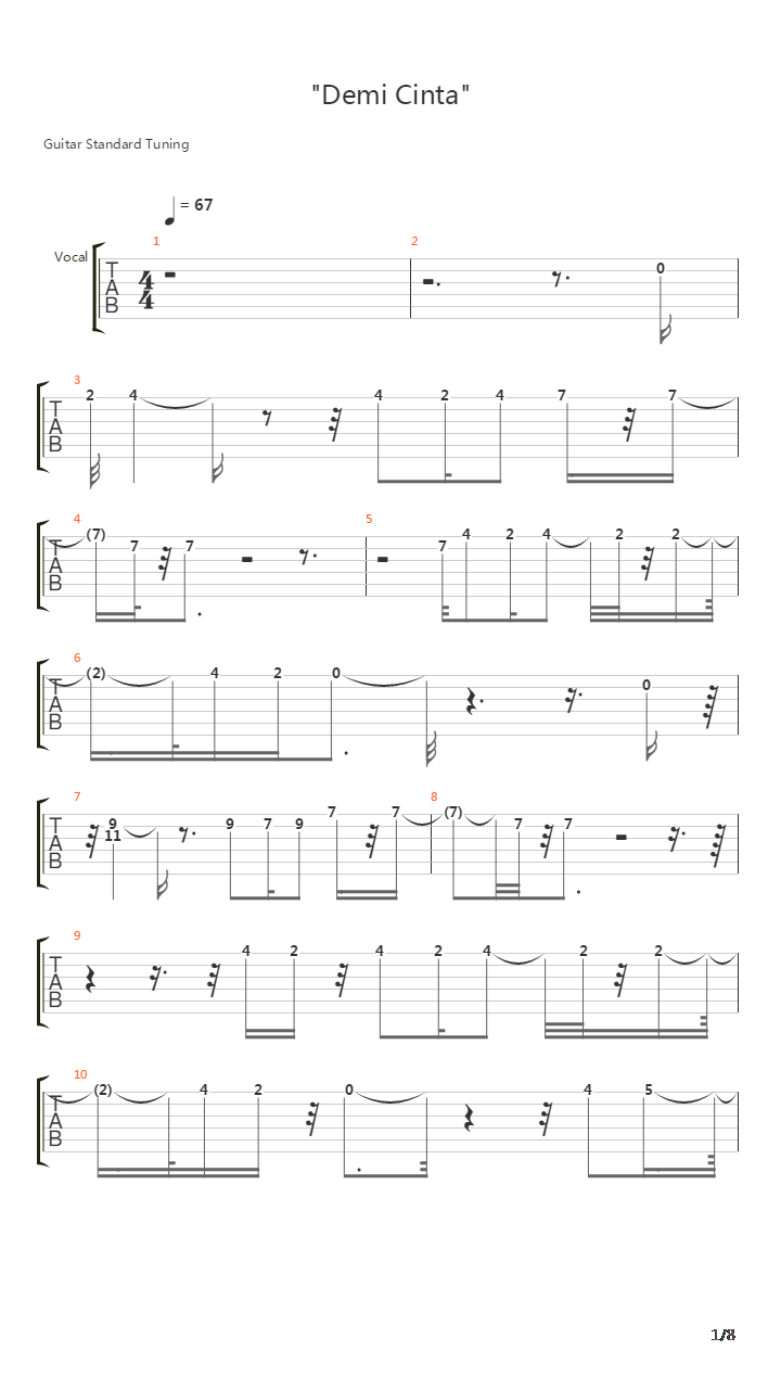 Demi Cinta吉他谱