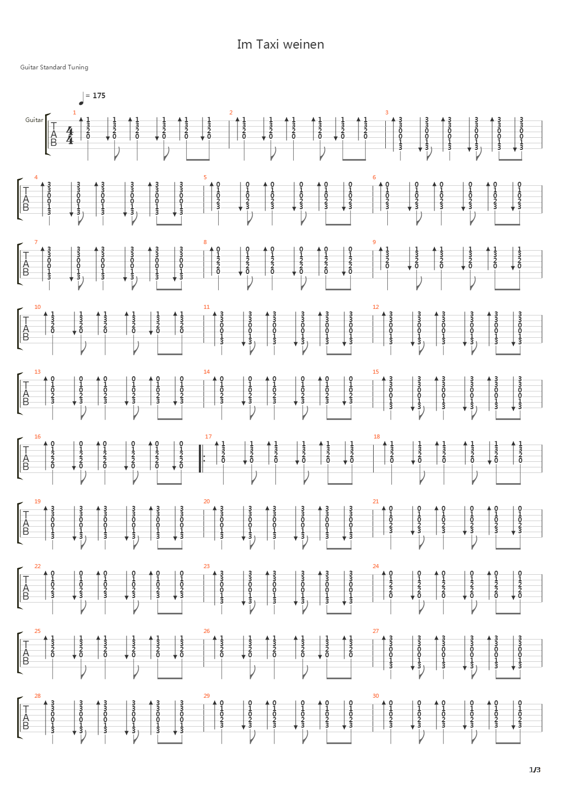 Im Taxi Weinen吉他谱