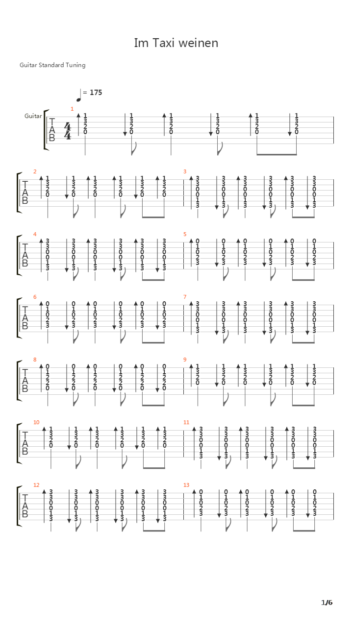 Im Taxi Weinen吉他谱