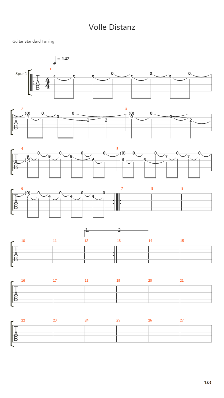 Volle Distanz吉他谱