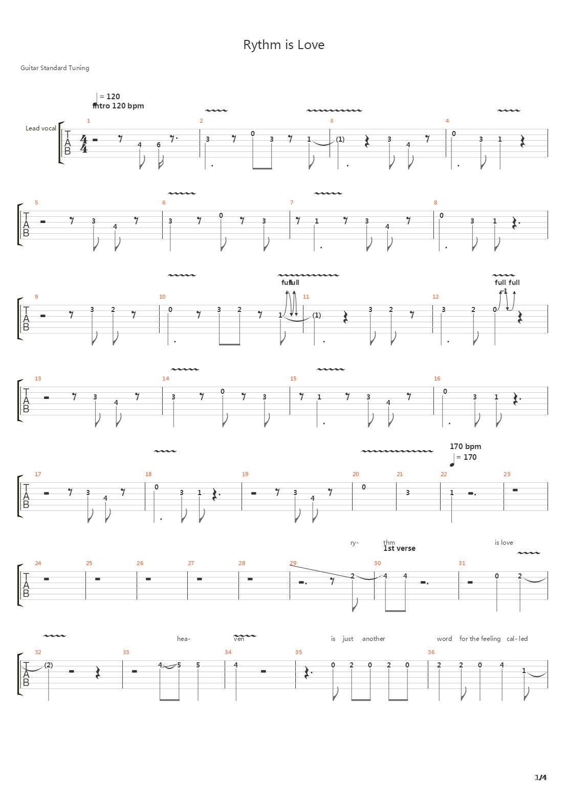 Rythm Is Love吉他谱