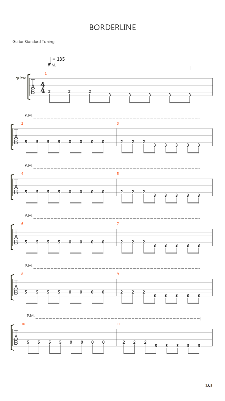 Borderline吉他谱