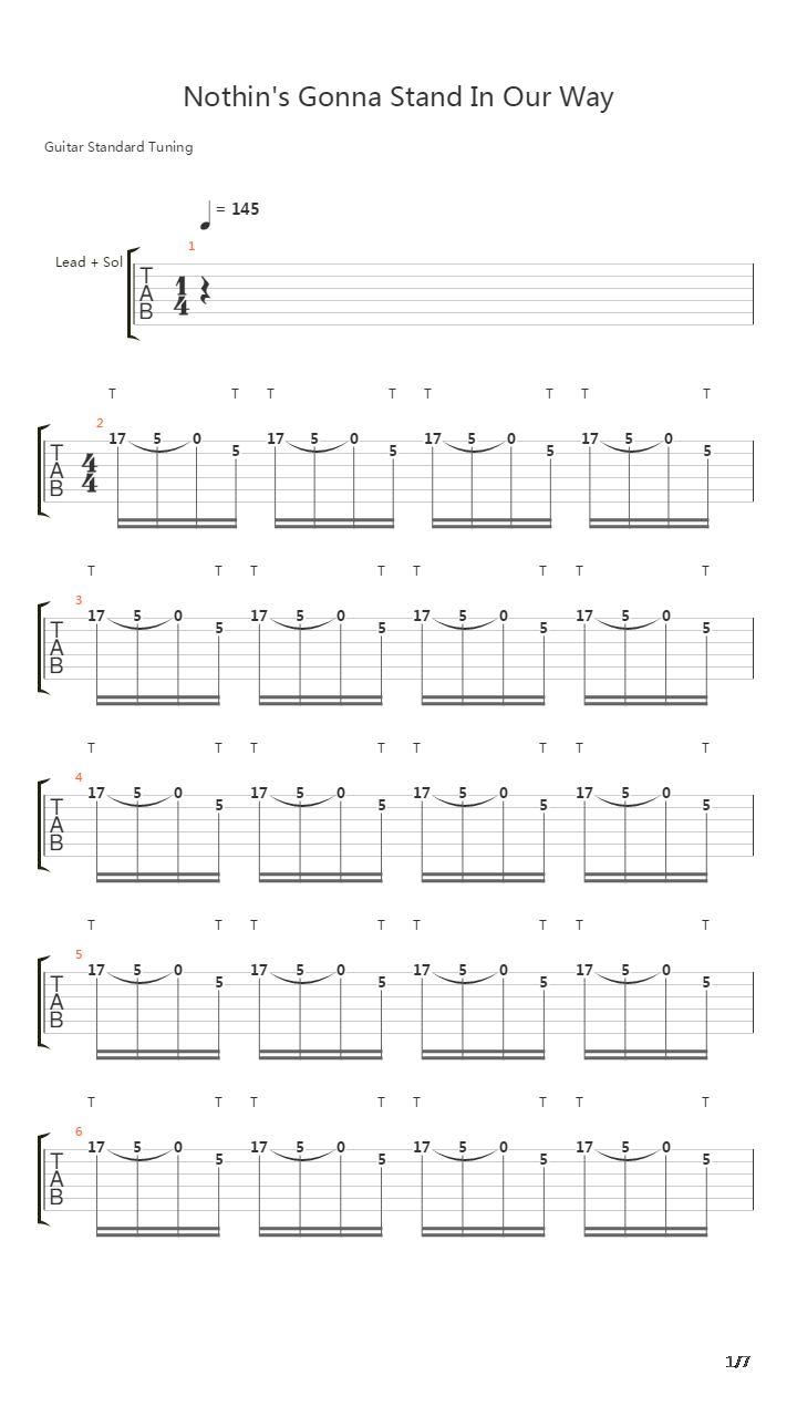 Nothings Gonna Stand In Our Way吉他谱