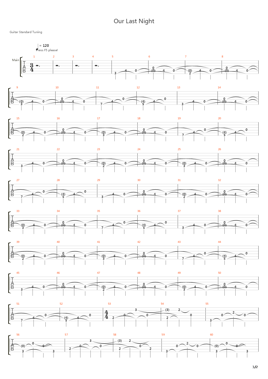 Our Last Night吉他谱