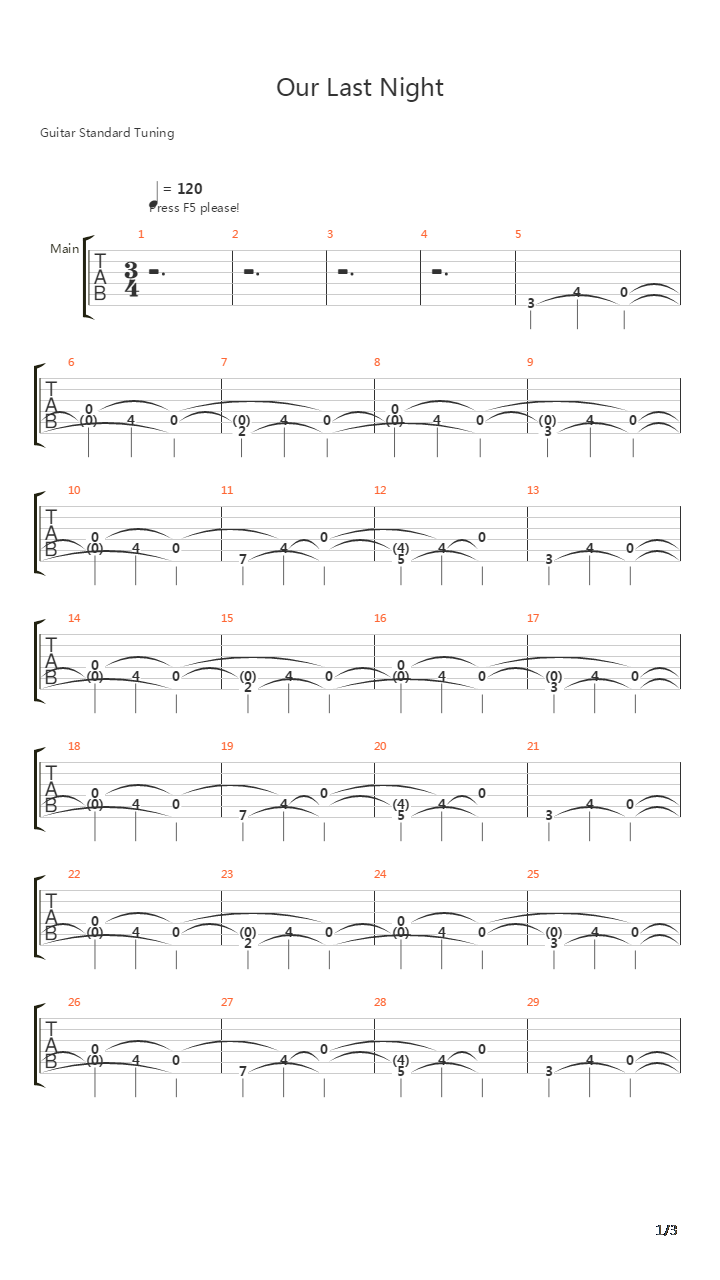 Our Last Night吉他谱