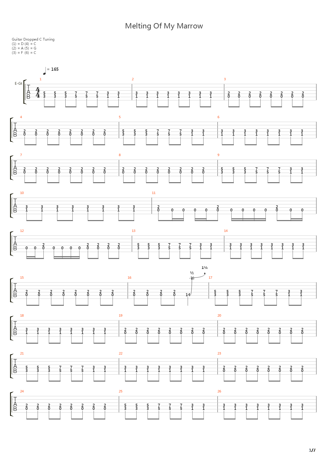 Melting Of My Marrow吉他谱