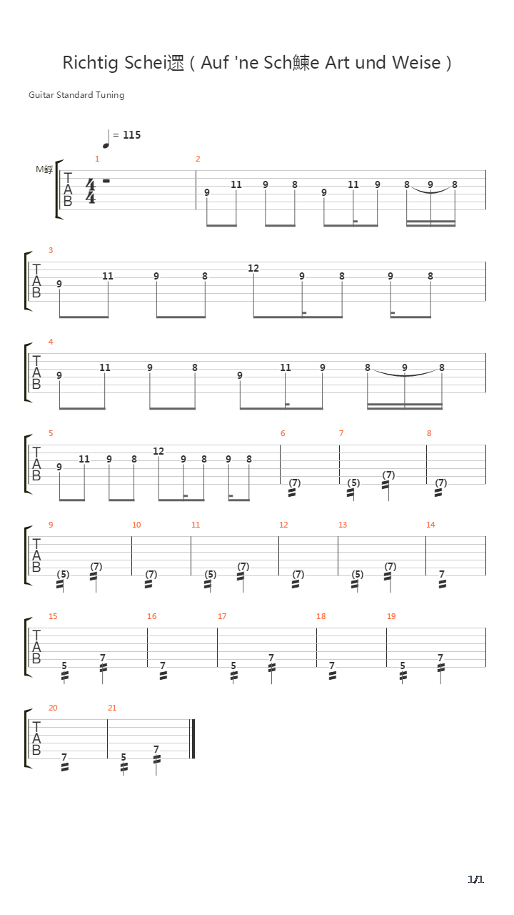 Richtig Scheisse吉他谱