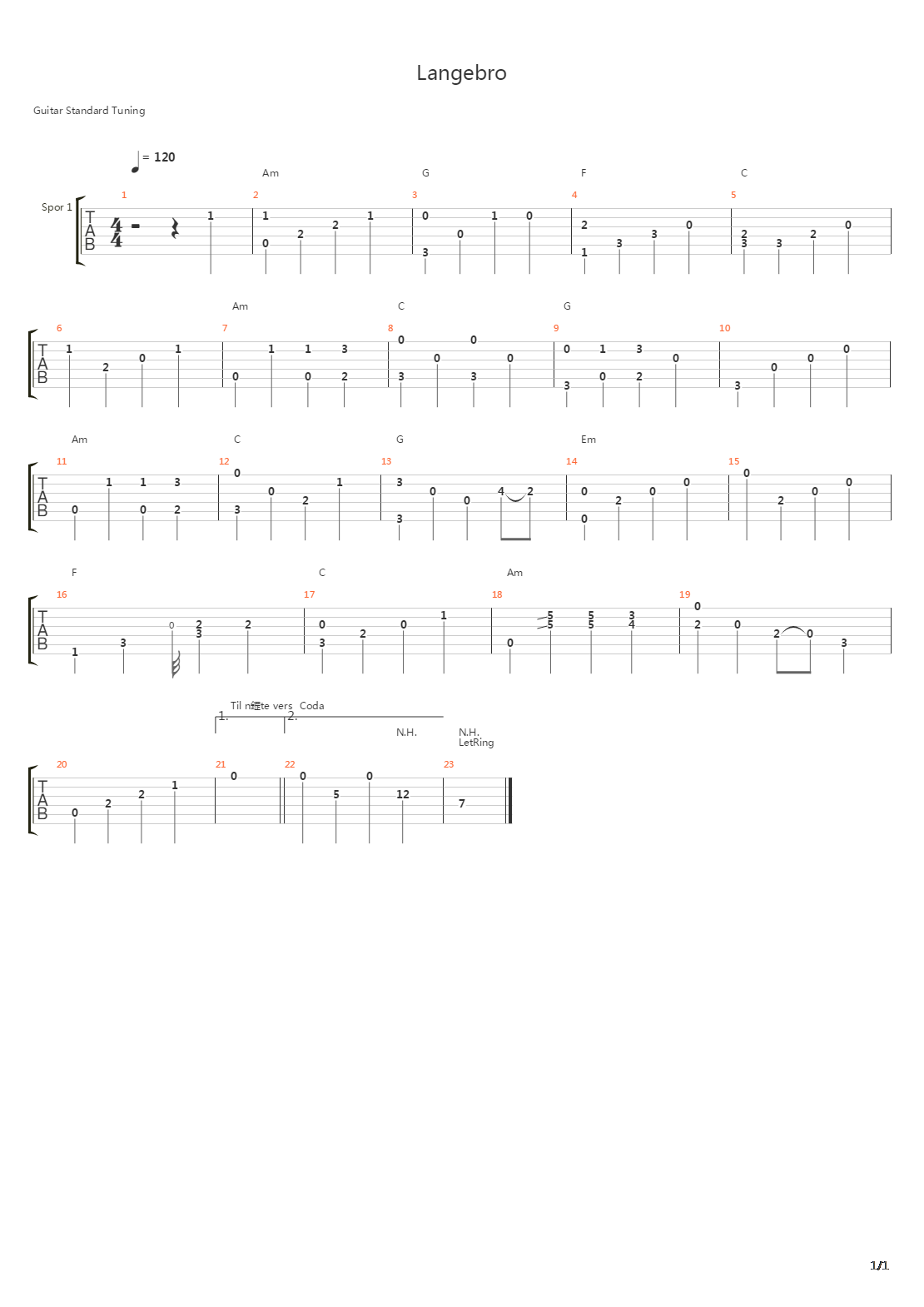 Langebro吉他谱