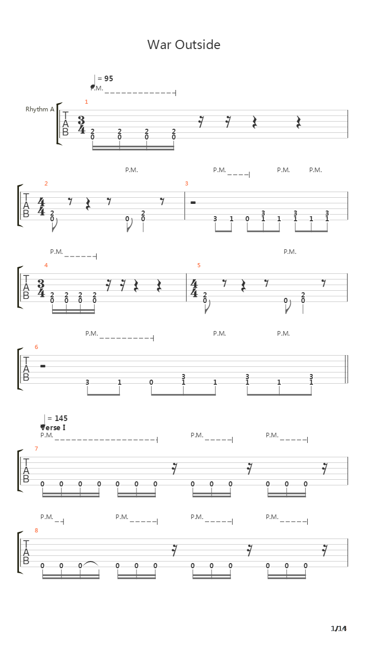 War Outside吉他谱
