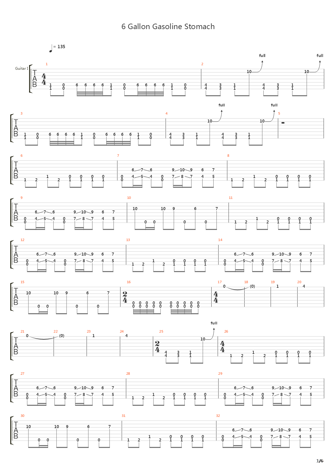 6 Gallon Gasoline Stomach吉他谱