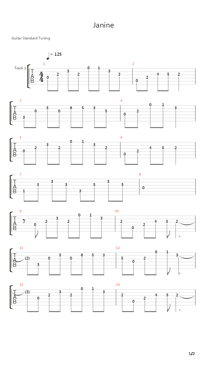 Janine吉他谱