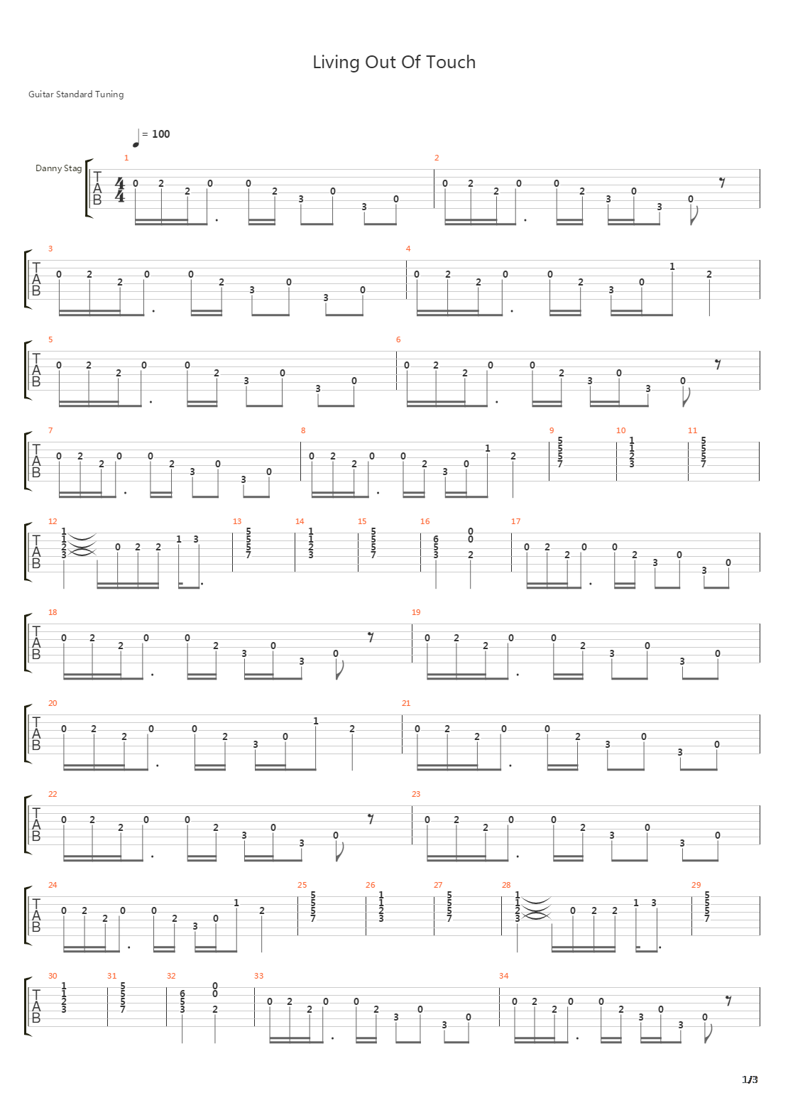 Living Out Of Touch吉他谱