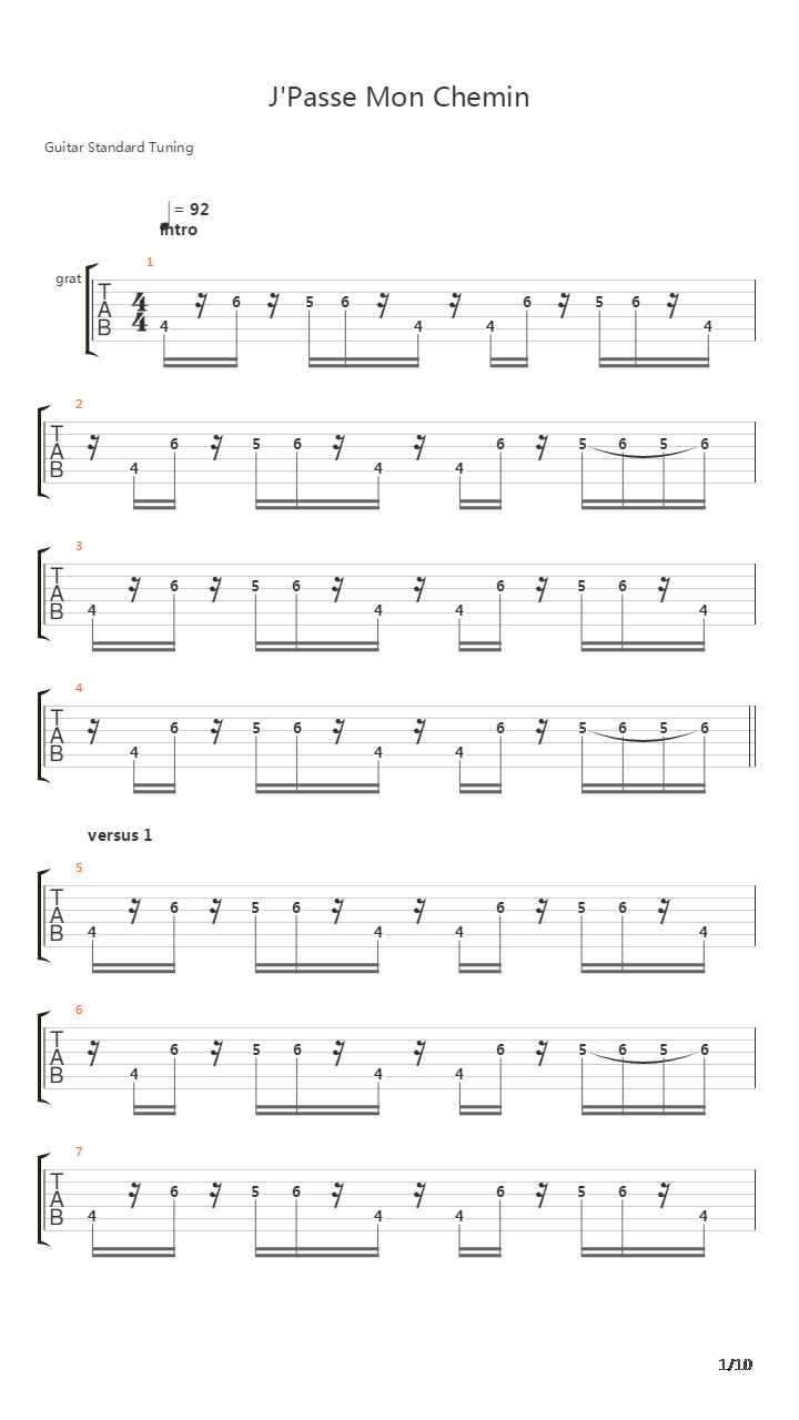Je Passe Mon Chemin吉他谱