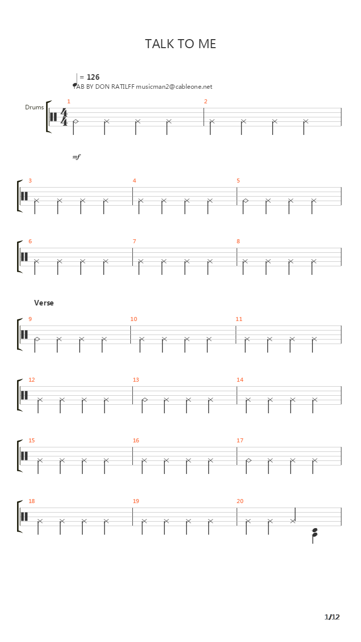 Talk To Me吉他谱