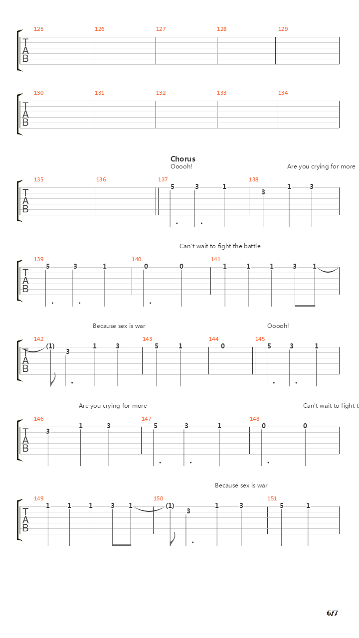 Sex Is War吉他谱