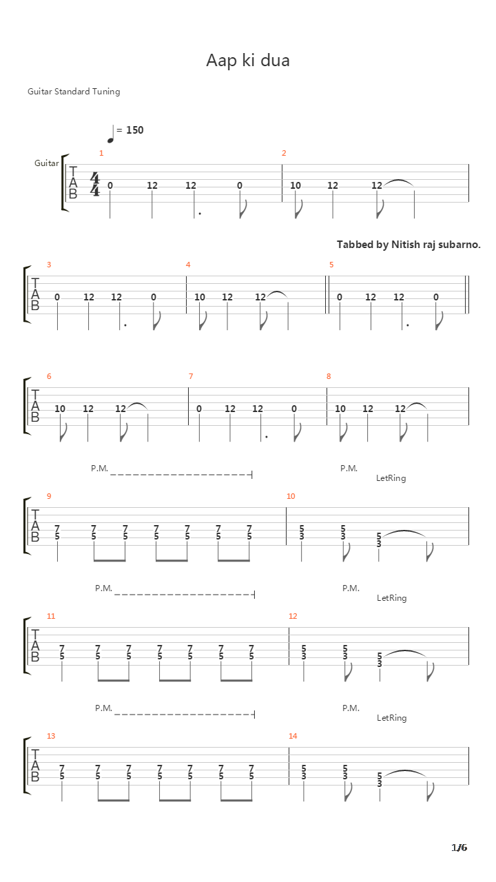 Aap Ki Dua吉他谱