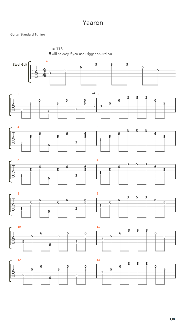 Yaaron吉他谱