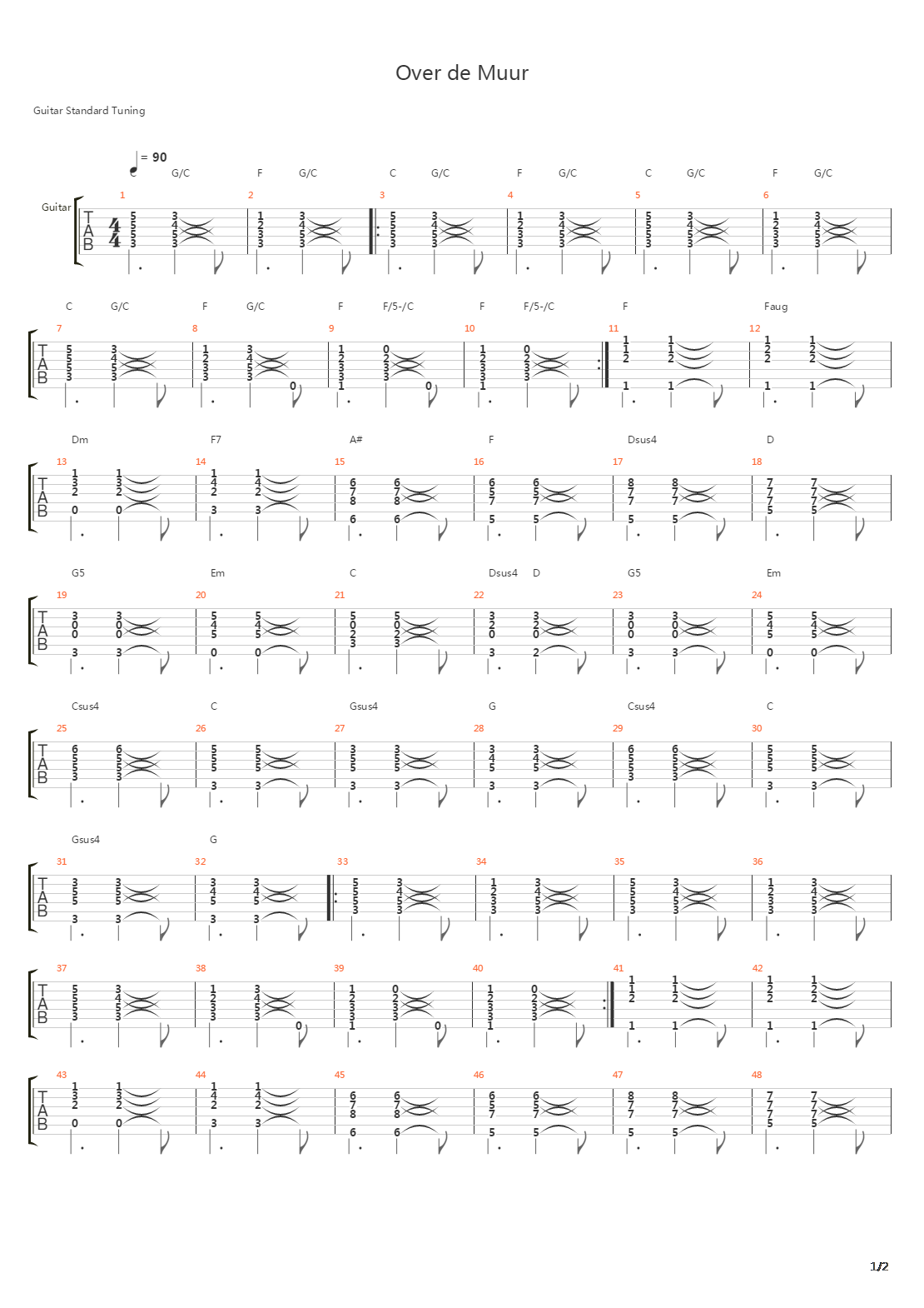 Over De Muur吉他谱