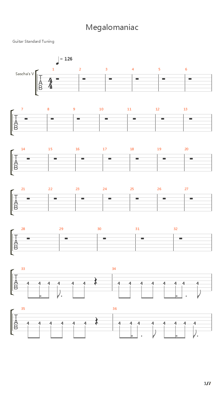 Megalomaniac吉他谱